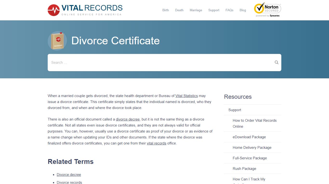 Divorce Certificate - Vital Records Online